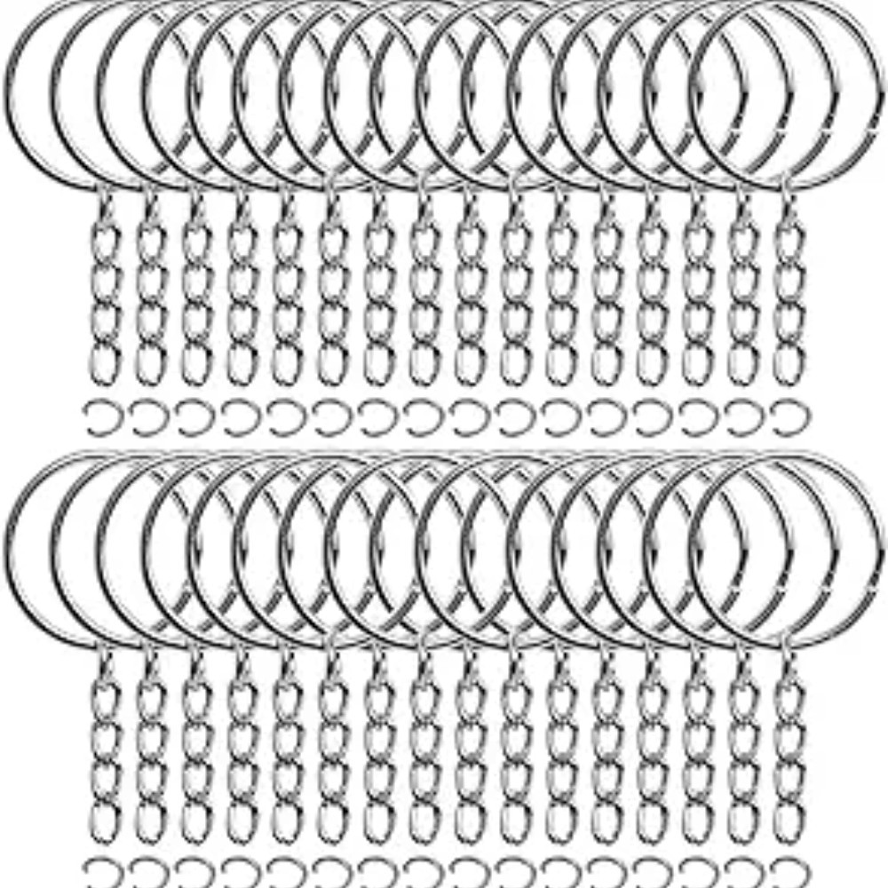 Keychain Part Single 50PCS Bulk Keychains Set, Split Keychains Rings with Chain 1Inch Key ...