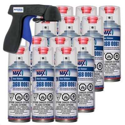 SprayMax 2K Glamour High Gloss Clearcoat (12 pack) with Spray Can Trigger Handle