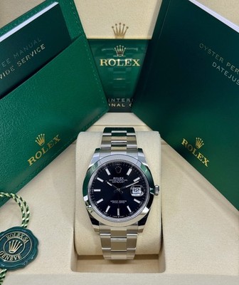 Unworn 2026 Rolex Datejust 41mm, Stainless Steel, Black, Oyster, 126300-0011