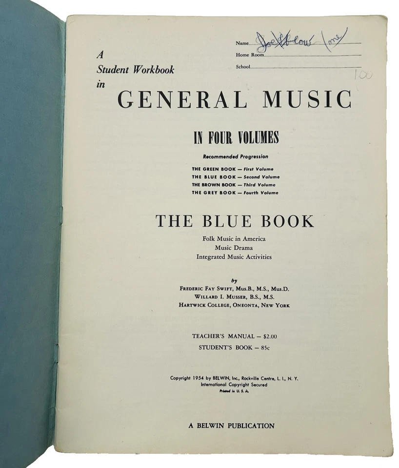 Vtg General Music In Four Volumes, 2nd Volume: Blue Book Student Workbook 1954 - Image 3 of 4
