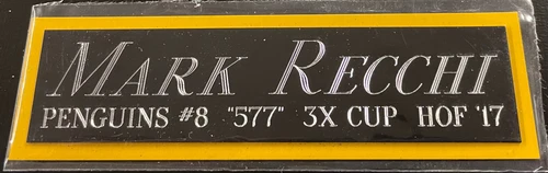 MARK RECCHI PENGUINS NAMEPLATE AUTOGRAPHED SIGNED HOCKEY PUCK JERSEY STICK PHOTO
