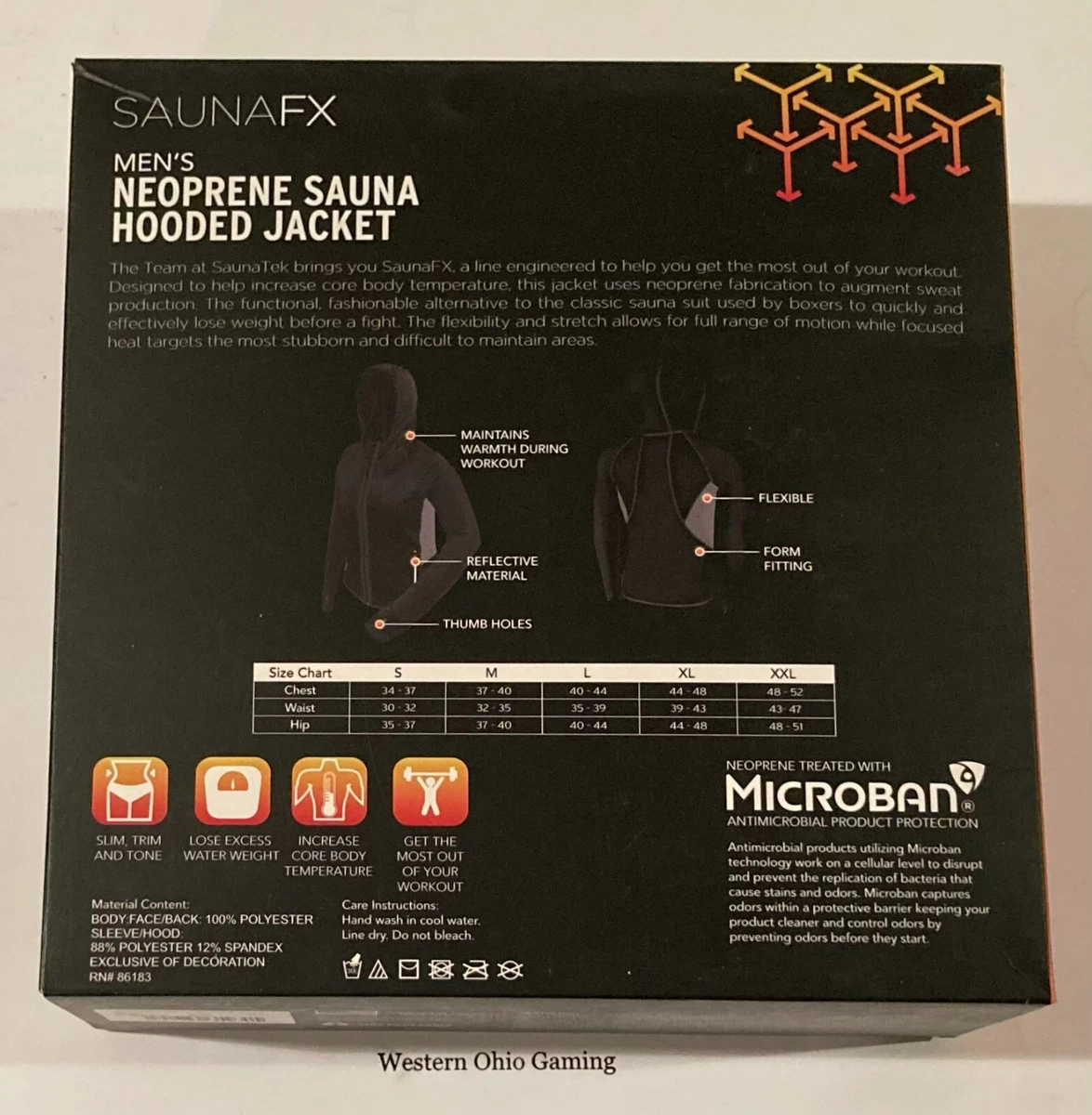 SaunaFX Men s Neoprene Sauna Hooded Jacket Size Large NEW eBay