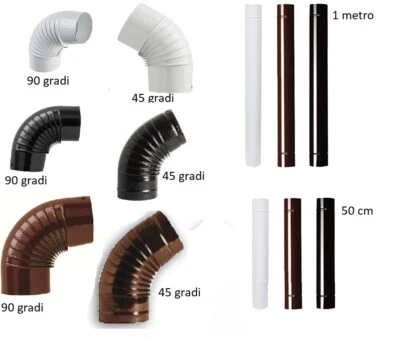 TUBO TUBI PER STUFA LEGNA CAMINO CANNA FUMARIA SMALTATO PORCELLANATO varie