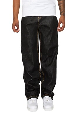 Victorious Men's Casual Essential Baggy Fit Comfortable Raw Denim Jeans DL998