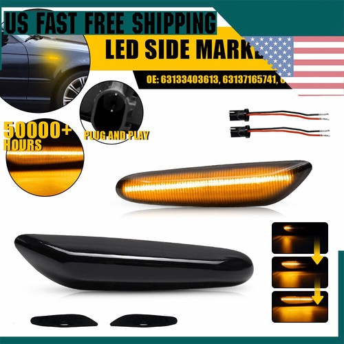 2X Sequential Side LED Marker Bumper Turn Signal Lights for BMW E88 E90 ...