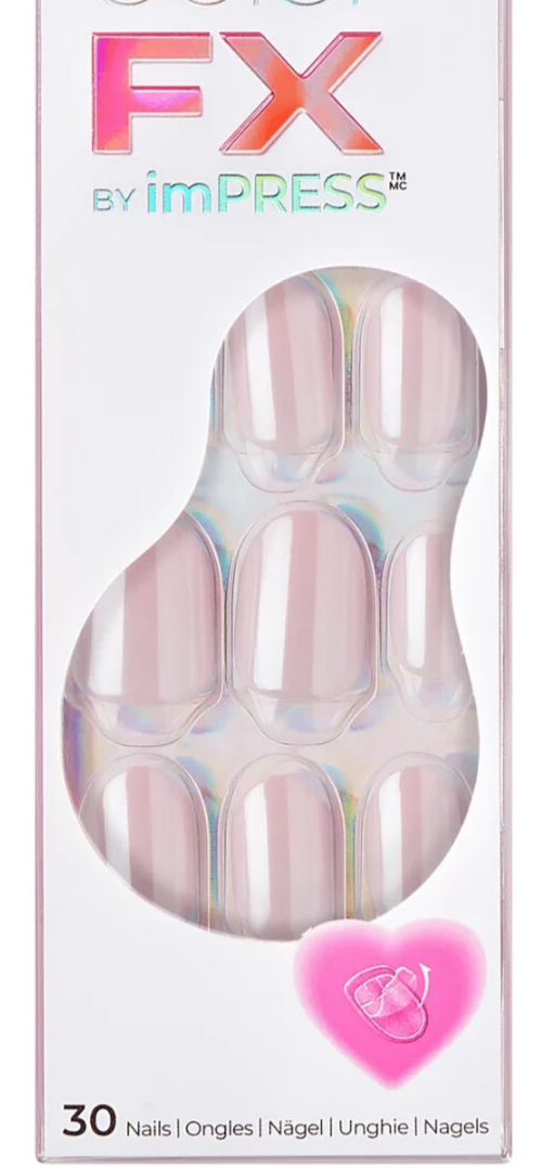 KISS IMPRESS COLOR FX PRESS ON FALSE NAILS ADORABLE PINK SHORT LENGTH OVAL SHAPE