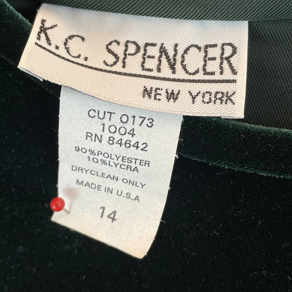 Винтажный K.C. Платье макси Spenser New York эластичное бархатное темно-зеленое размер 14 США - Изображение 4 из 4