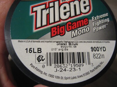 Berkley Trilene Big Game Mono Fishing Line 15 LB 900 Yards Steel Blue Color | eBay Berkley Trilene Big Game Mono Fishing Line 15 LB 900 Yards Steel Blue Color | eBay