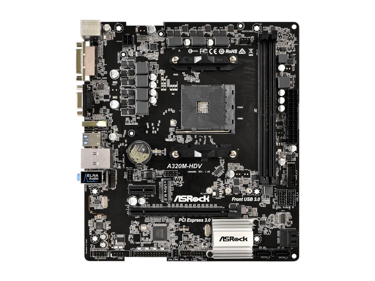 ASRock A320M-HDV AM4 AMD Promontory A320 USB 3.1 HDMI Micro ATX