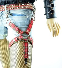 Plaid O-Ring Leg Harness Garter Goth Punk Emo Oi Metal Grunge Alternative Club
