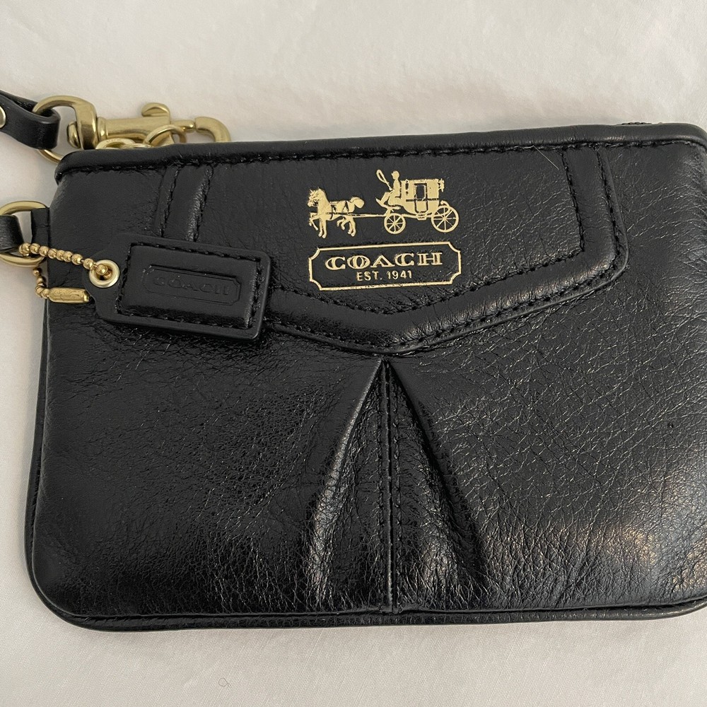 Black Coach Leather Wristlet NWOT - MSRP $160
