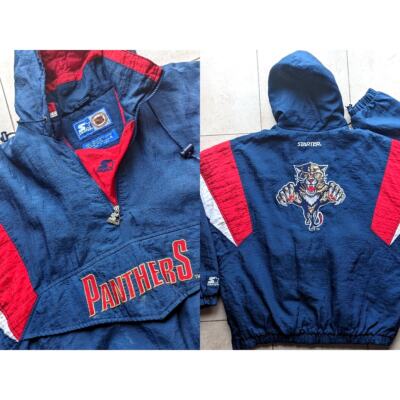 Florida Panthers CATS 90s STARTER puffer 1/2 jacket 2XL navy red