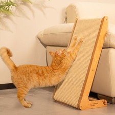 Sisal Cat Scratcher Ramp for Indoor Cats 24.8" L Shape Scratching Post Climbi...