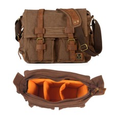 Vintage Canvas Camera Travel Bag Insert Case For DSLR Digital SLR Canon Nikon