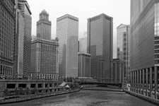 Downtown Chicago River and Highrise Buildings Photo Art Print Poster 18x12