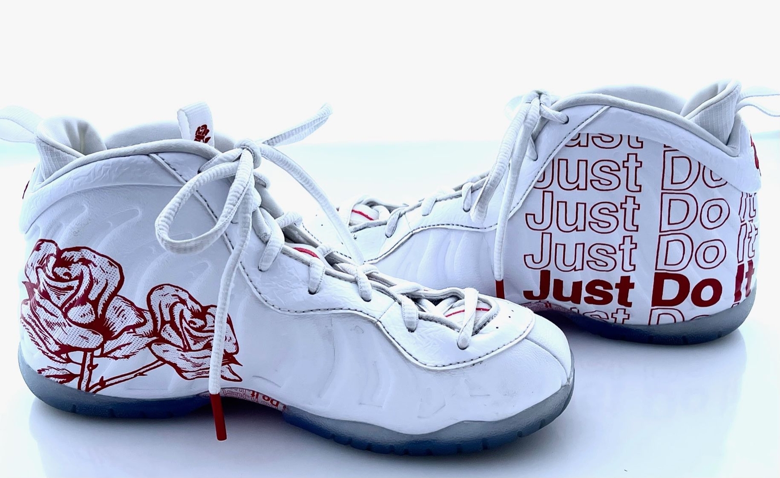 red and blue nike shoes high tops