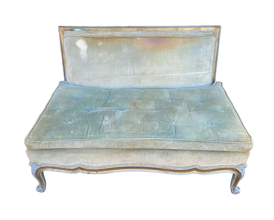 Pair Of Vintage French Provincial Love Seats For Reupholstery - Image 3 of 4