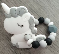 Unicorn Silicon Teether- Grey- Baby Boy/ Girl- Sensory- Handmade- Gift!