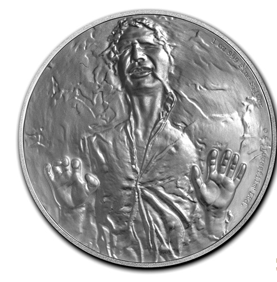 2016 Star Wars Han Solo in Carbonite 1 oz .999 Silver Coin Niue