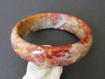 Ocean Jasper or Orbicular Jasper Bracelet Natural Stone Carved