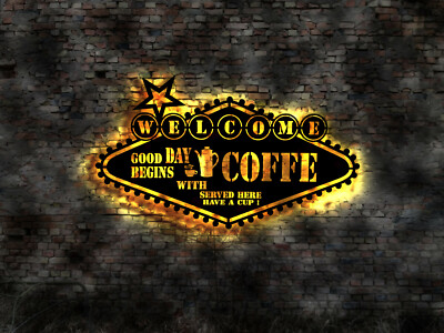 3D  No Blechschild  Welcome Coffee Shop Good Day Kaffee Cafe Diner retro geprägt