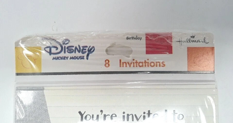 Vtg Disney Hallmark Cards Mickey Party Invite 8 Notecards Envelopes Made USA New - Image 2 of 4