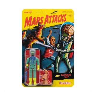 Mars Attacks 1962 Alien with Gun Burning Dog 3 3/4 Inch ReAction Figur Super7