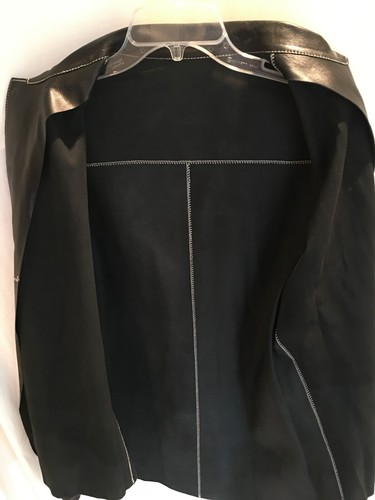 MENS BLACK NORTH BEACH LEATHER SF SNAP FRONT SHIRT Jacket UNLINED SIZE L 44" - Picture 5 of 6