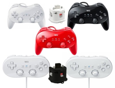 Nintendo Wii Controller Pro Classic Gamepad Motionplus Adapter weiß schwarz rot