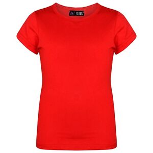 Kids Girls Red Designer T Shirts 100 Cotton Plain School T Shirt Top 3 13 Year Ebay