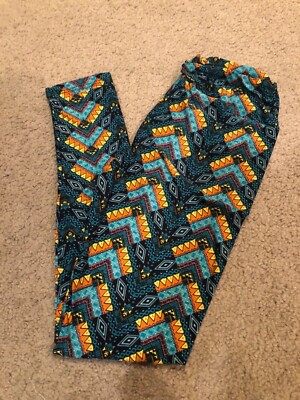 UNICORN NWT LuLaRoe OS Leggings Rare Green Blue Yellow Aztec Blk Geometric #130