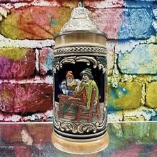 Original GERZ Lidded Beer Stein Brew FROH BEIM BIER DAS LIEBEN WIR German Clean