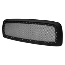 Topline For 2002-2005 Dodge Ram Rivet Bolt Steel Mesh Front Grille - Matte Black