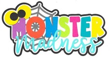 PREMADE SCRAPBOOK-PAPER PIECING-TITLE-HALLOWEEN-KIDS-MONSTER MADNESS