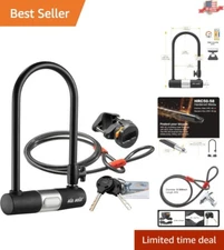 Extra Long 15mm U Lock with PVC Cover and 6ft Cable for Ultimate Bike Security