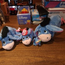 Eeyore plush bundle, plus 1 pvc figure.  Squeeze tummy tail spin, lot of 4