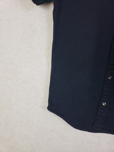 Boohoo Man Shirt Small Black Cotton Blend Short Sleeve Button Down Stretch Denim - Picture 4 of 18