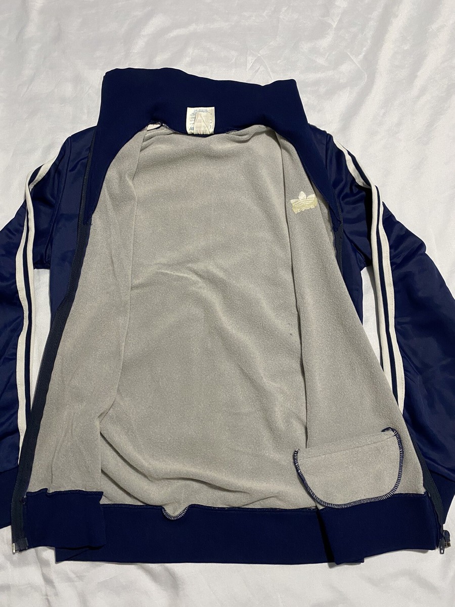 Vintage 80s Adidas Trefoil Tracksuit Jacket Lined Blue Sz 180/5'11