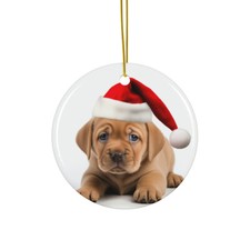 Hanging Ceramic Christmas Tree Ornament - Pulik Puppy Design