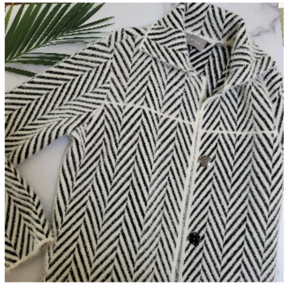 CYRUS Herringbone ZigZag Coatigan Sweater Coat Black White XS NWOT $150 |  eBay