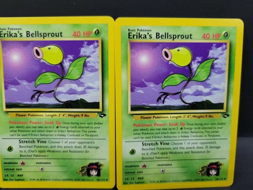 Lot of 2 Pokemon Card Gym Challenge 38/132 - ERIKA'S BELLSPROUT (uncommon) - NM - Picture 2 of 10