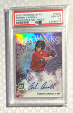 Corbin Carroll 2020 Donruss Optic Fireworks Signatures Prizm Holo Auto PSA 10