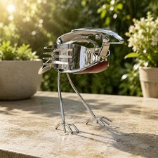 Scrap Metal Bird Sculpture Handmade Look Robin Metal Art Sculpture Eco-Friendly