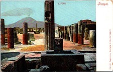 Pompei Italy Il Foro Ancient Roman Architecture Columns Scenic View Postcard