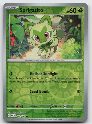 PO-01 Reverse Holo Sprigatito 012/193 Common SV02: Paldea Evolved