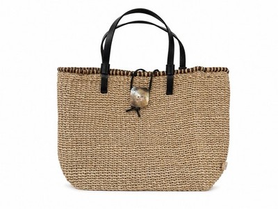 Nine West Sun Seekers Natural Woven Straw Tote with Shell Togggle | NWT