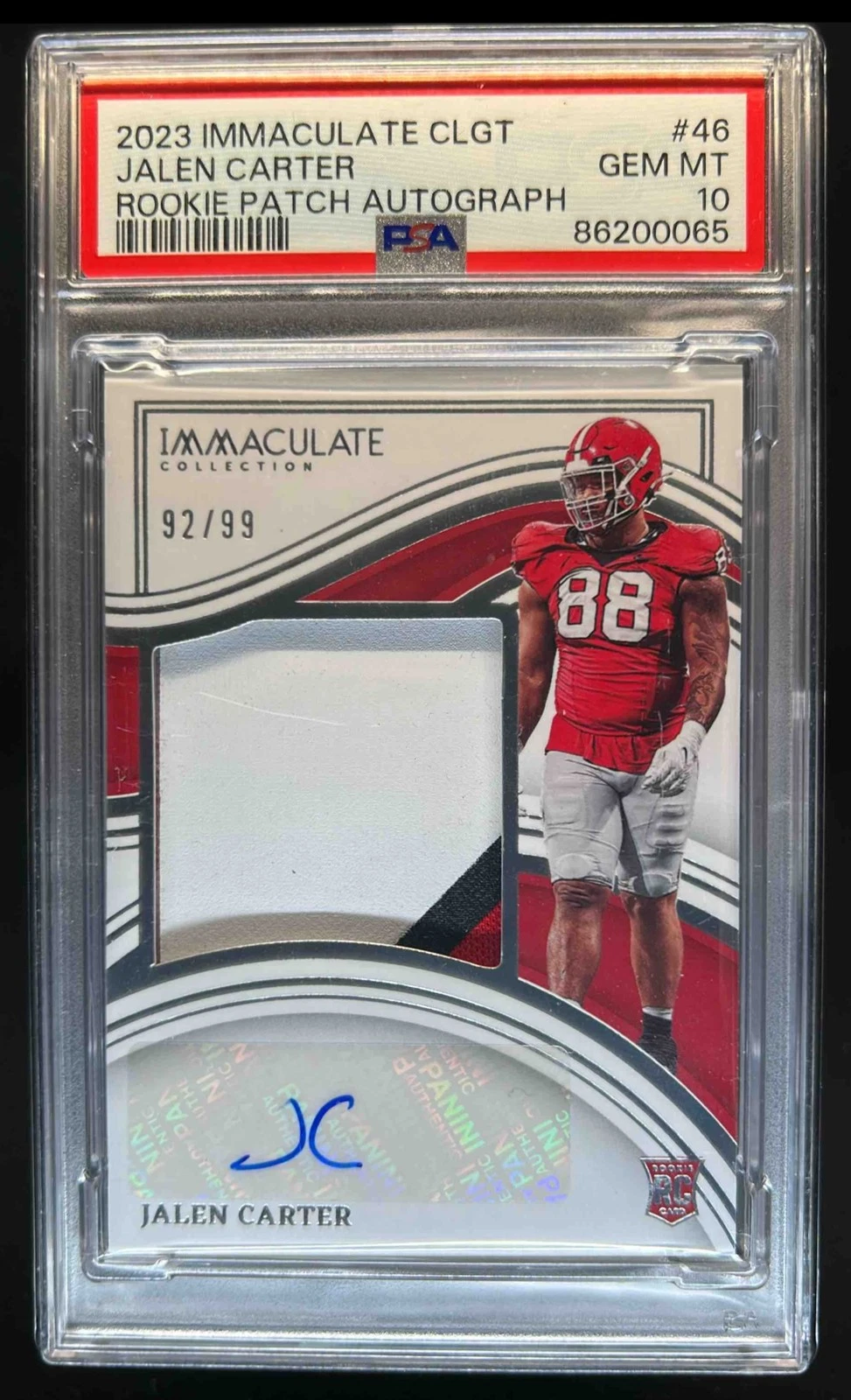 Jalen Carter Panini Immaculate Collection Collegiate Rookie Patch Autographs #46 Base