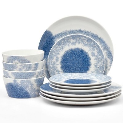 Noritake  Indigo Blue Aozora 12-Piece Porcelain Dinnerware Set Service for 4