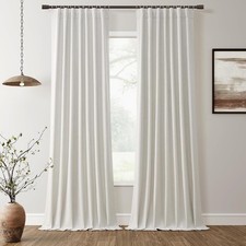 100 Blackout Curtains for Bedroom 84 Inches Long 2 Panels Faux Linen Curtain...