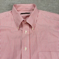 Gitman Bros Mens Shirt XL Red Striped OCBD Roll Collar Vintage Made in USA